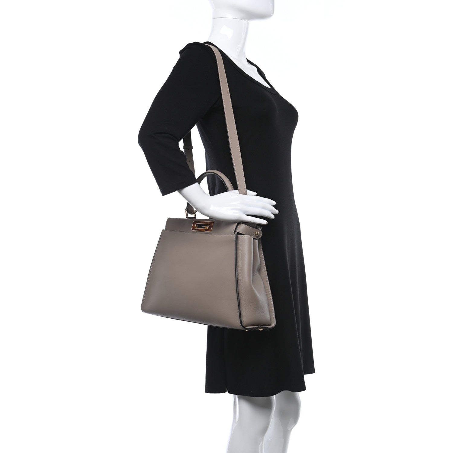 Fendi Vitello Seta Plexiglass Tortoise Medium Peekaboo Iconic Satchel Tortora 2 of 8