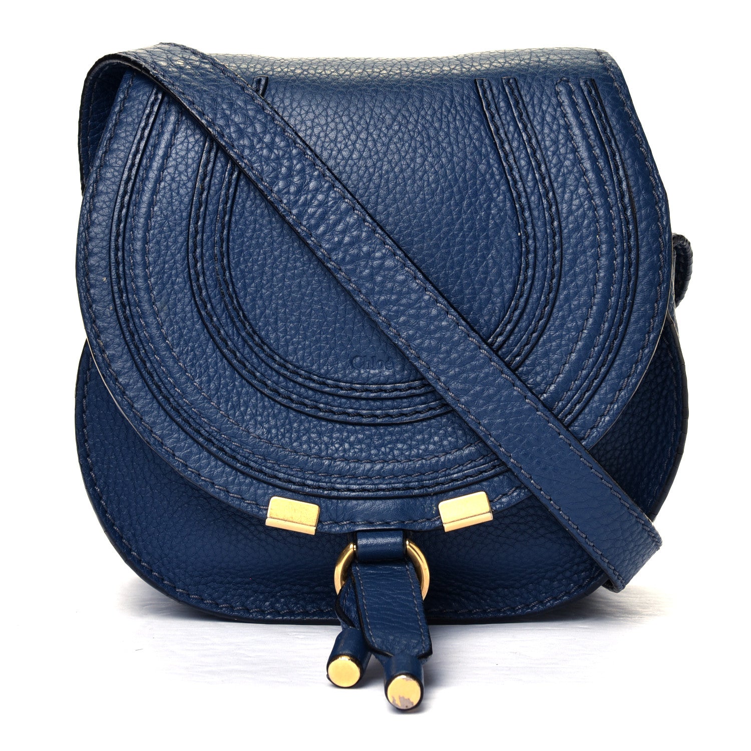 Chloe Calfskin Mini Marcie Round Crossbody Bag Royal Navy 1 of 10