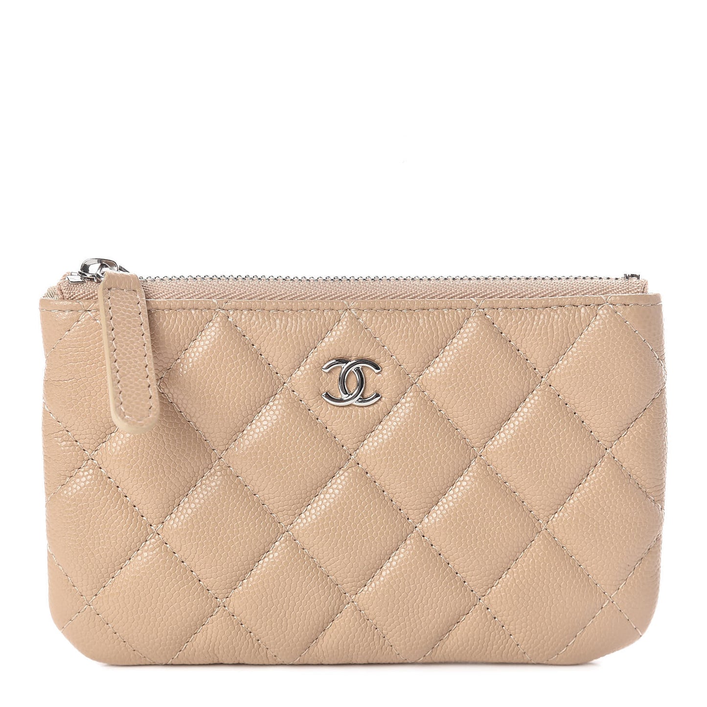 Caviar Quilted Small Cosmetic Case Beige