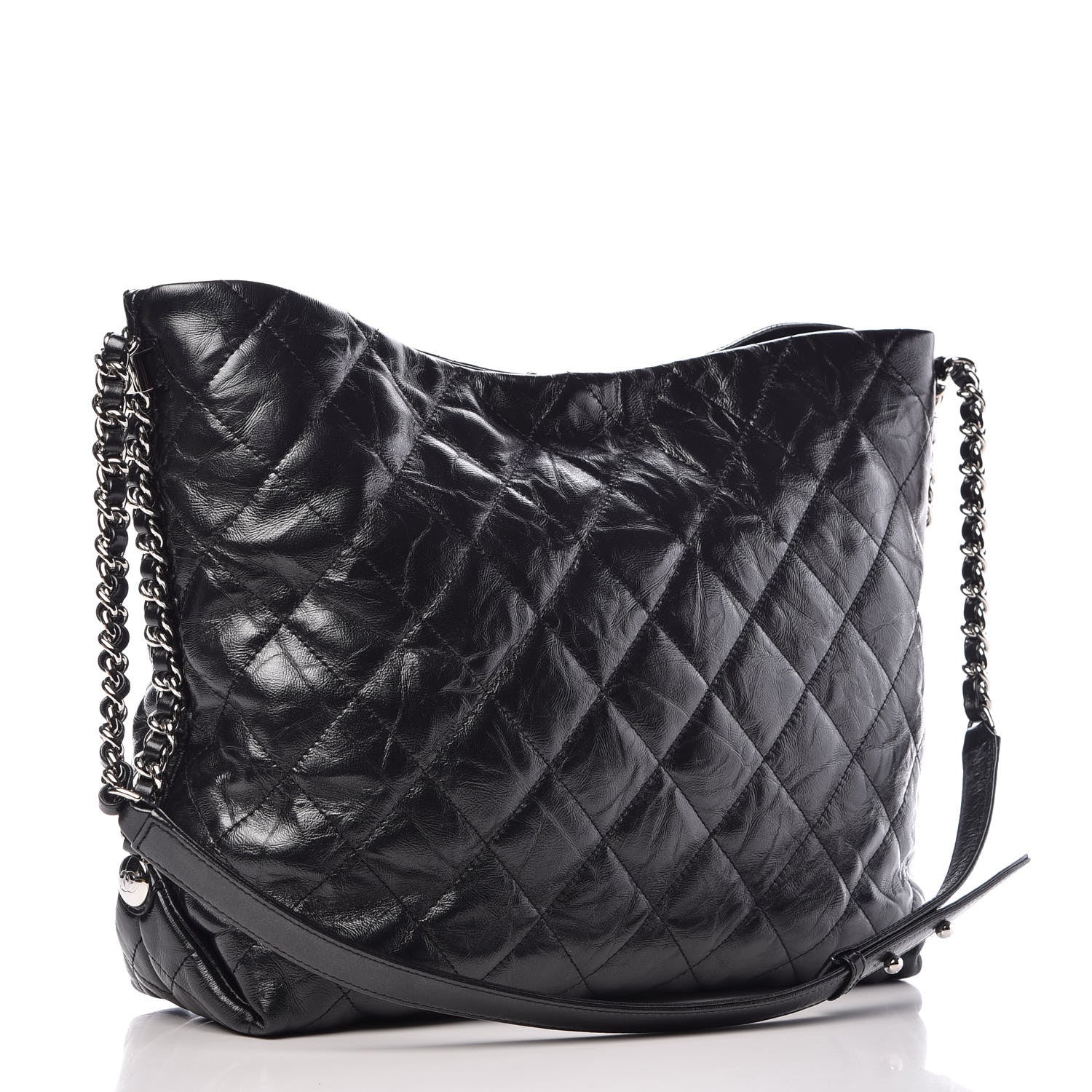 Chanel Metallic Crackled Calfskin Quilted Medium Big Bang Hobo Black 3 of 11