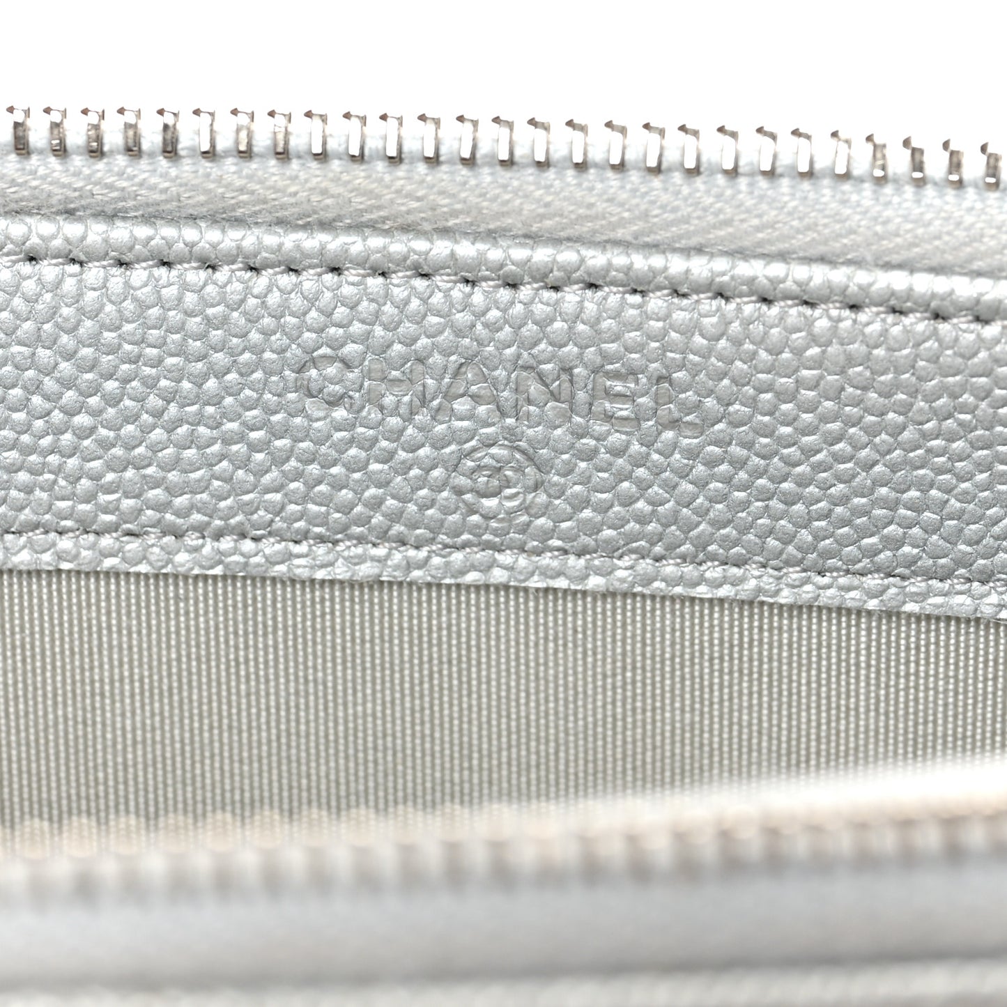 Metallic Caviar Chevron Quilted Small Vintage Mademoiselle Clutch With Chain Silver