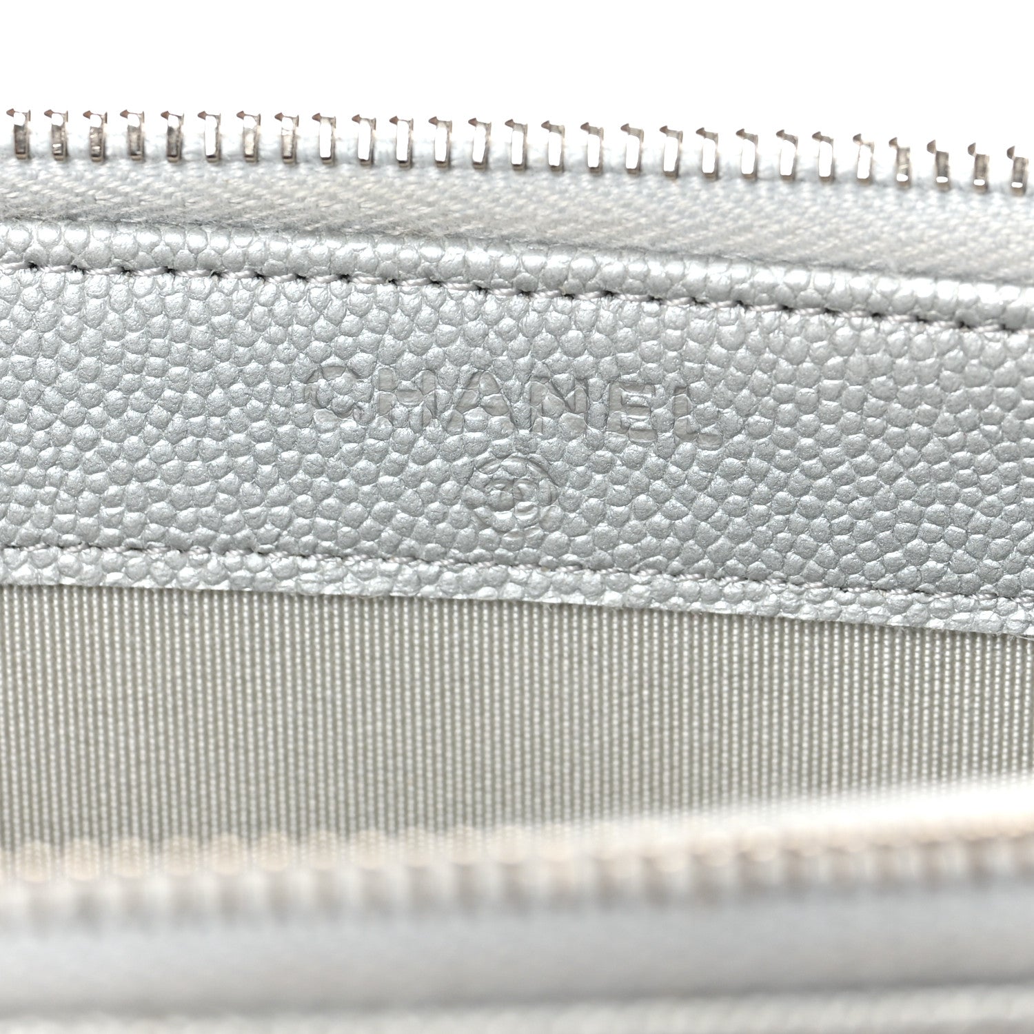 Chanel Metallic Caviar Chevron Quilted Small Vintage Mademoiselle Clutch With Chain Silver 6 of 10