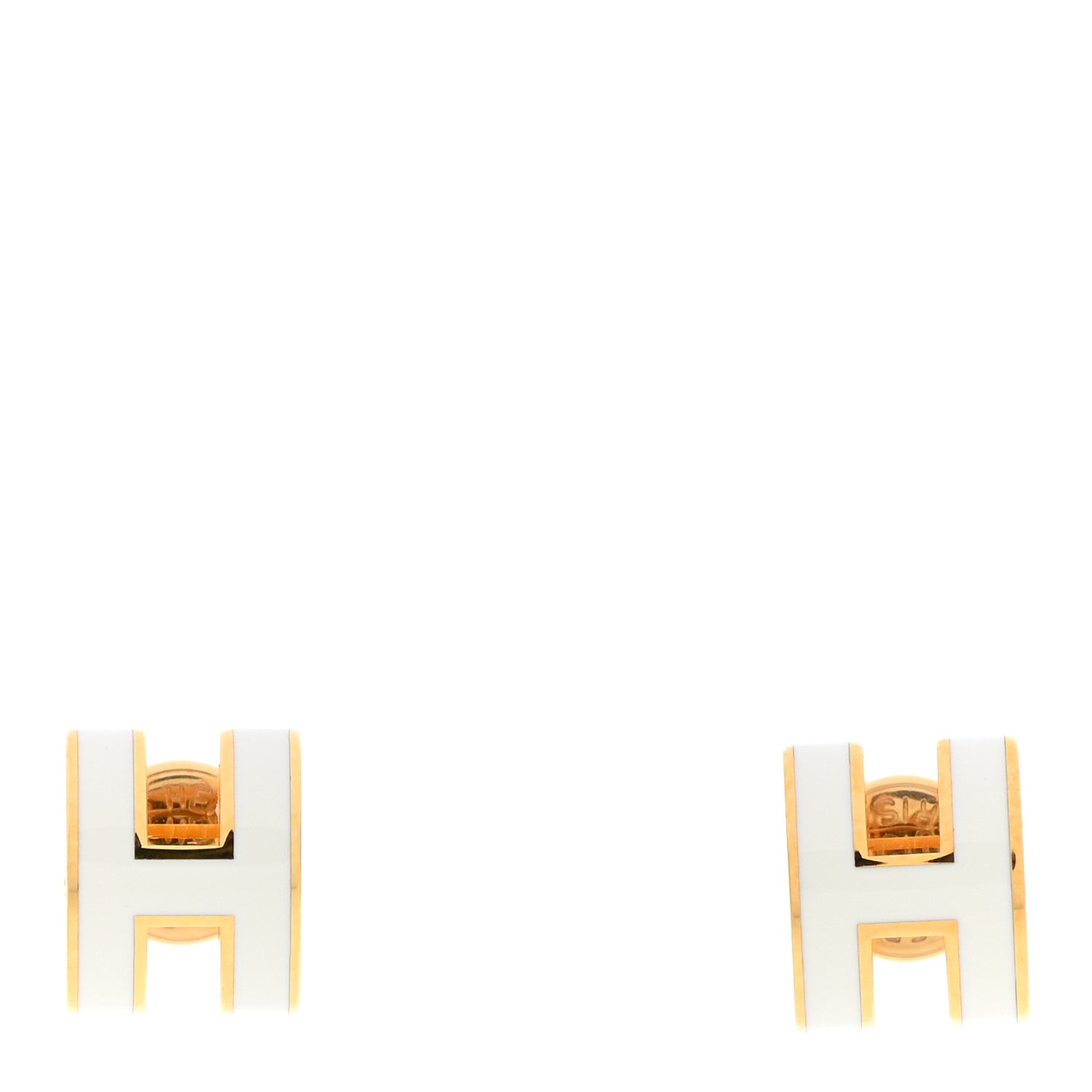Hermes Gold Lacquered Mini Pop H Earrings White 1 of 7