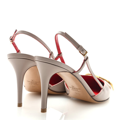 Valentino Garavani Calfskin Vlogo Slingback 40mm Pumps 37.5 Poudre 4 of 8