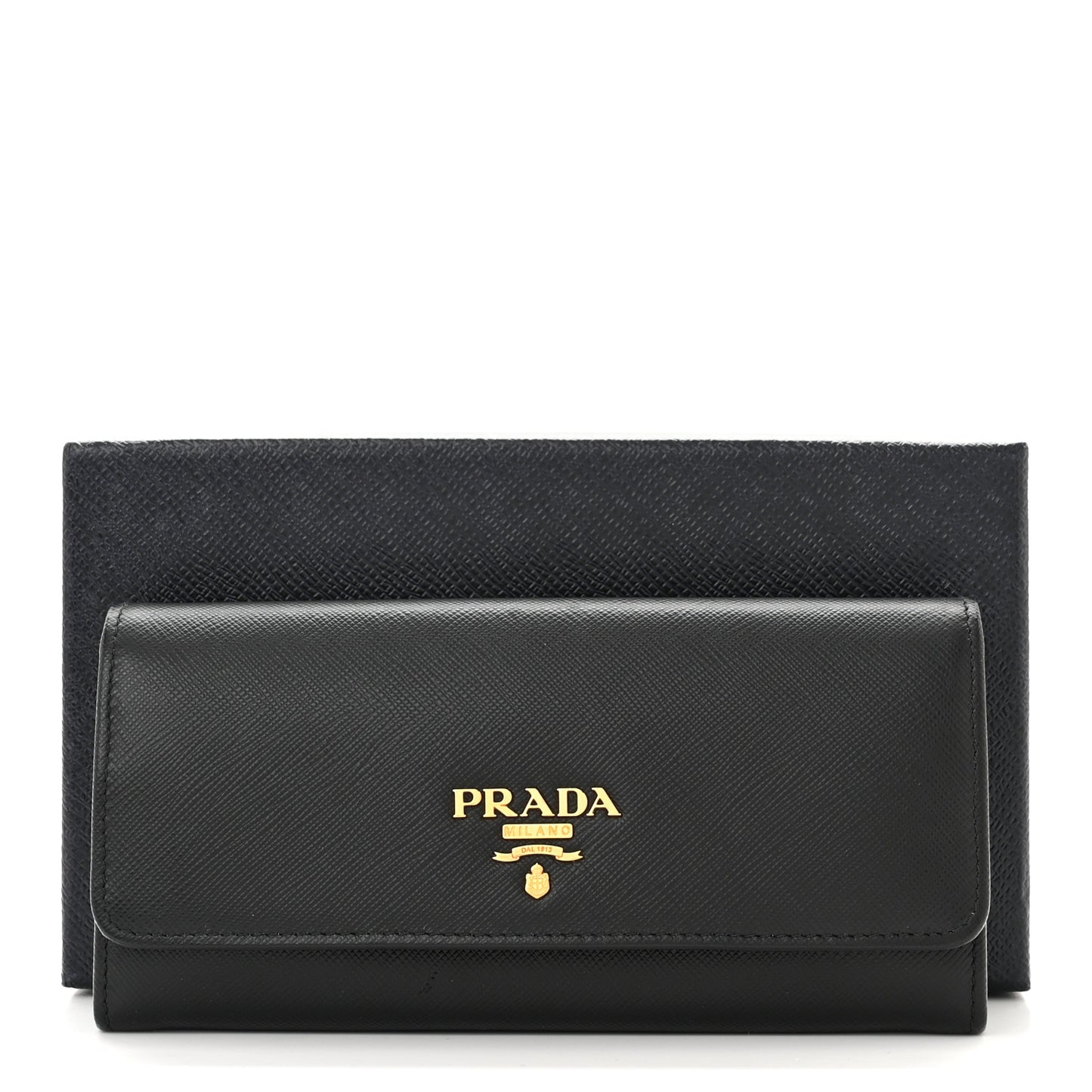 Saffiano Continental Flap Wallet Black Ibisco