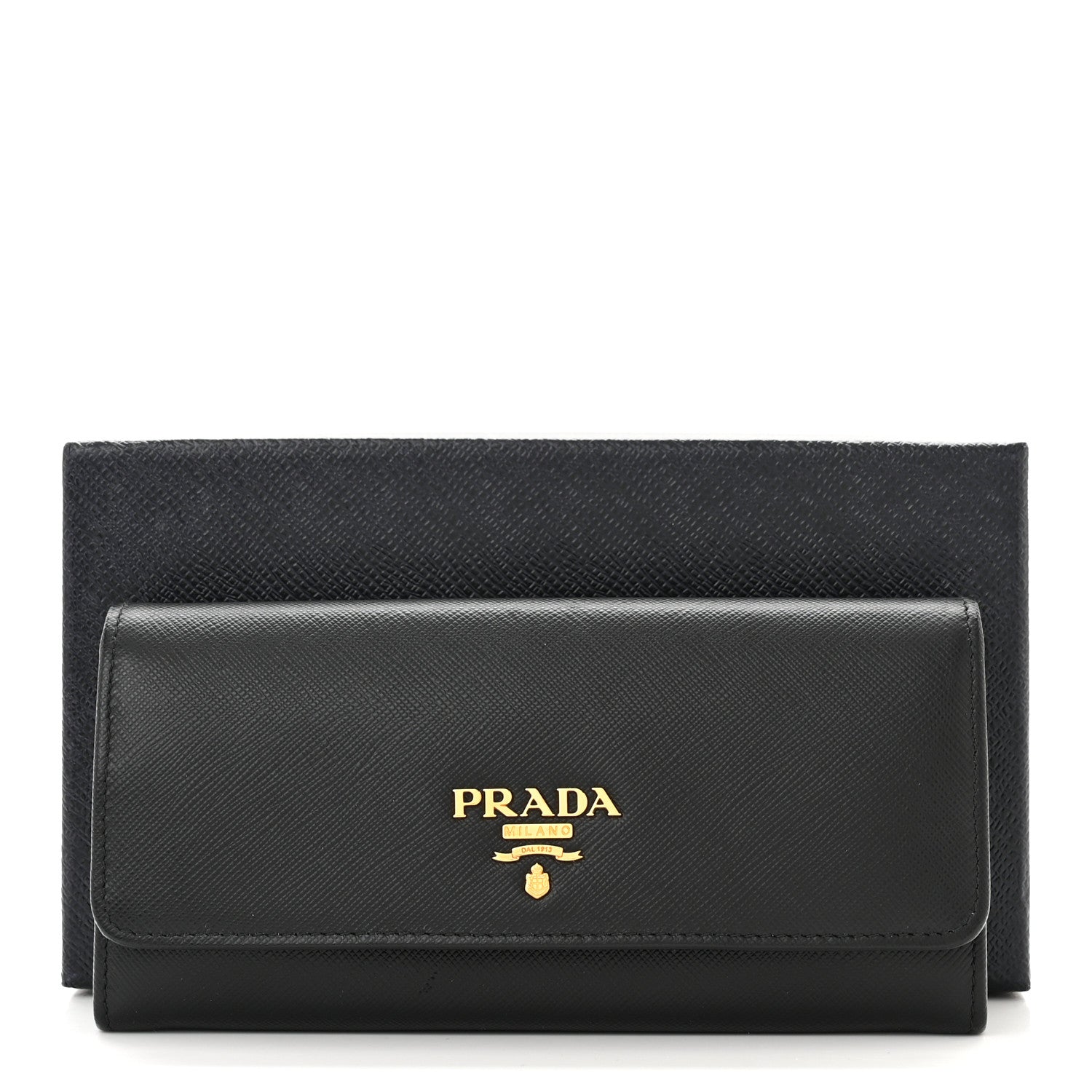 Prada Saffiano Continental Flap Wallet Black Ibisco 12 of 12