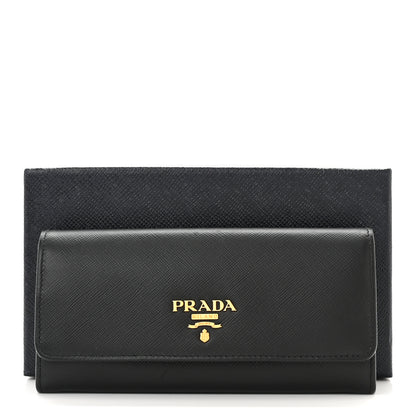 Prada Saffiano Continental Flap Wallet Black Ibisco 12 of 12