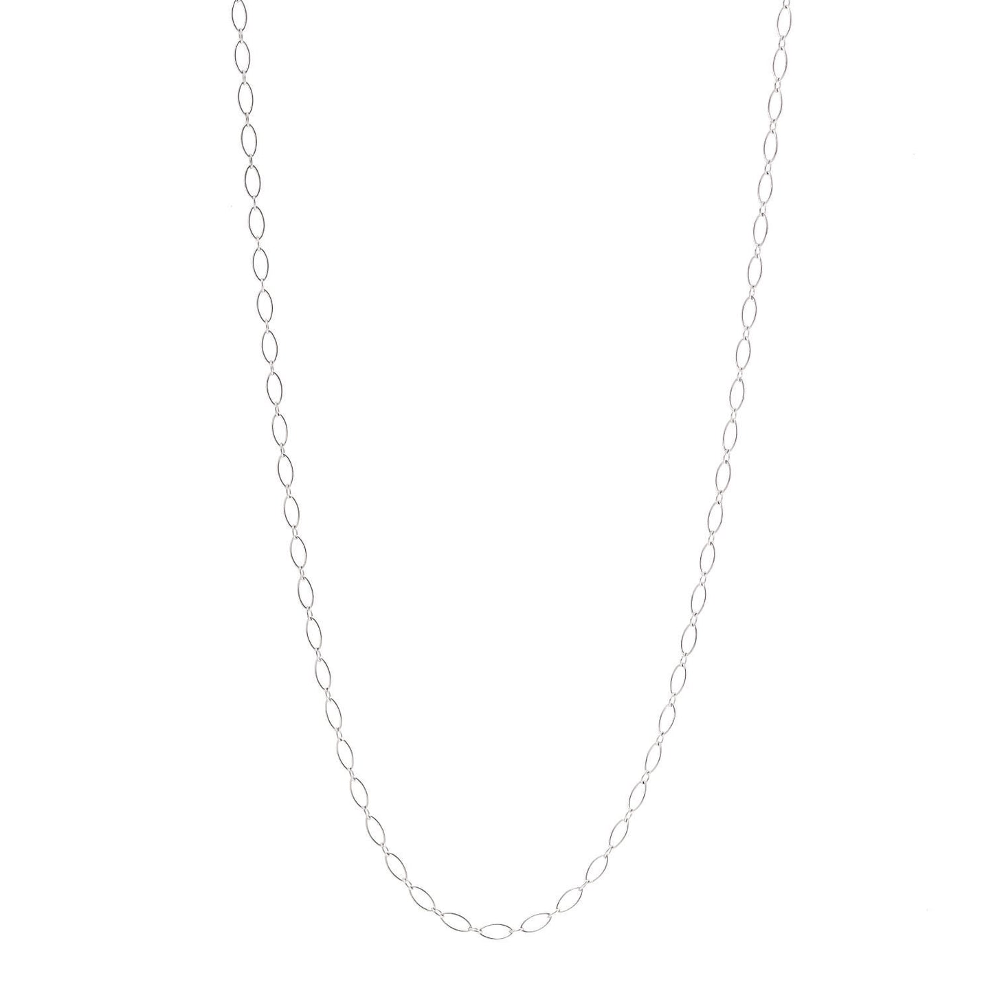 18K White Gold Oval Link Chain Necklace 20"