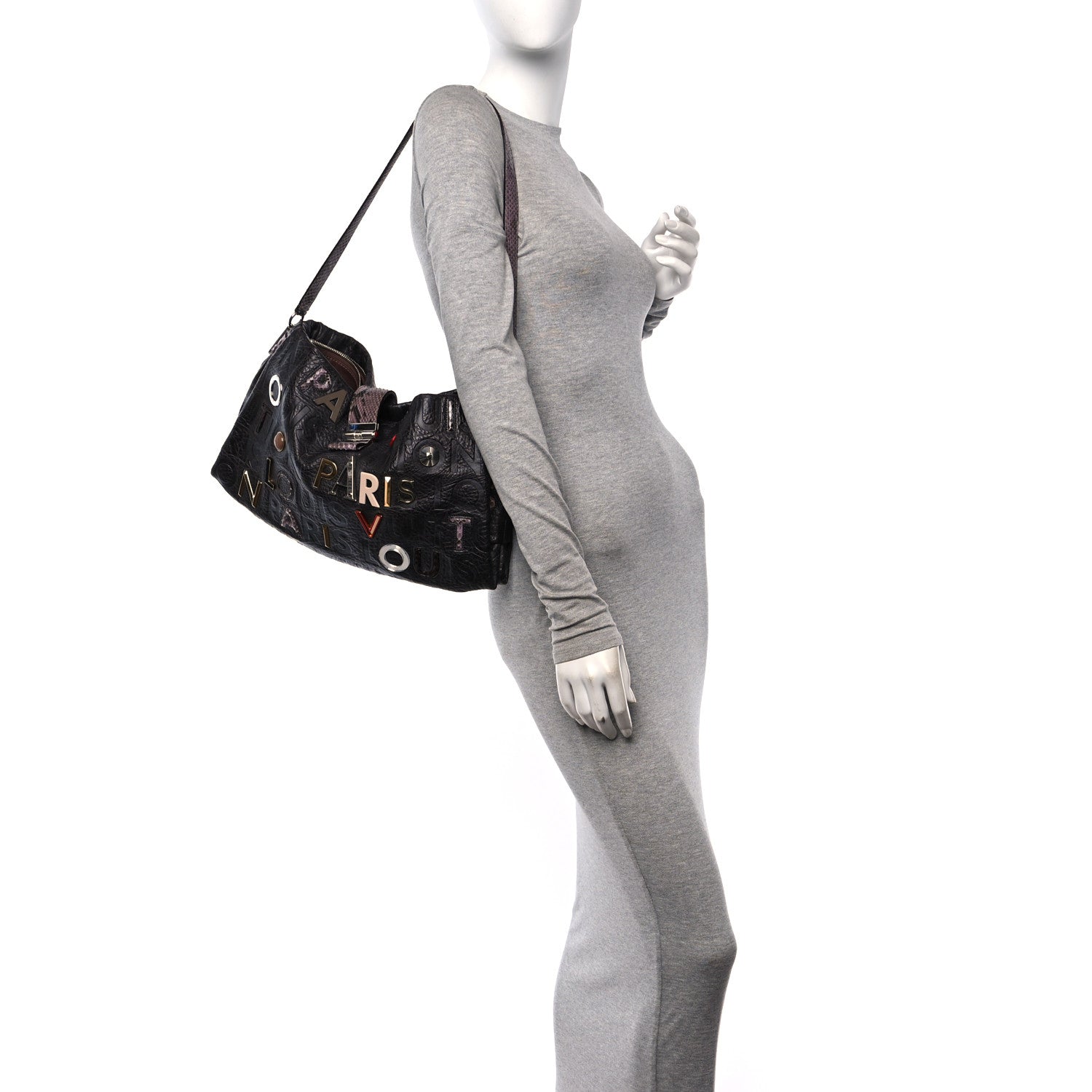 Louis Vuitton Snakeskin Lambskin Monogram Collage Lutece Grey 2 of 11