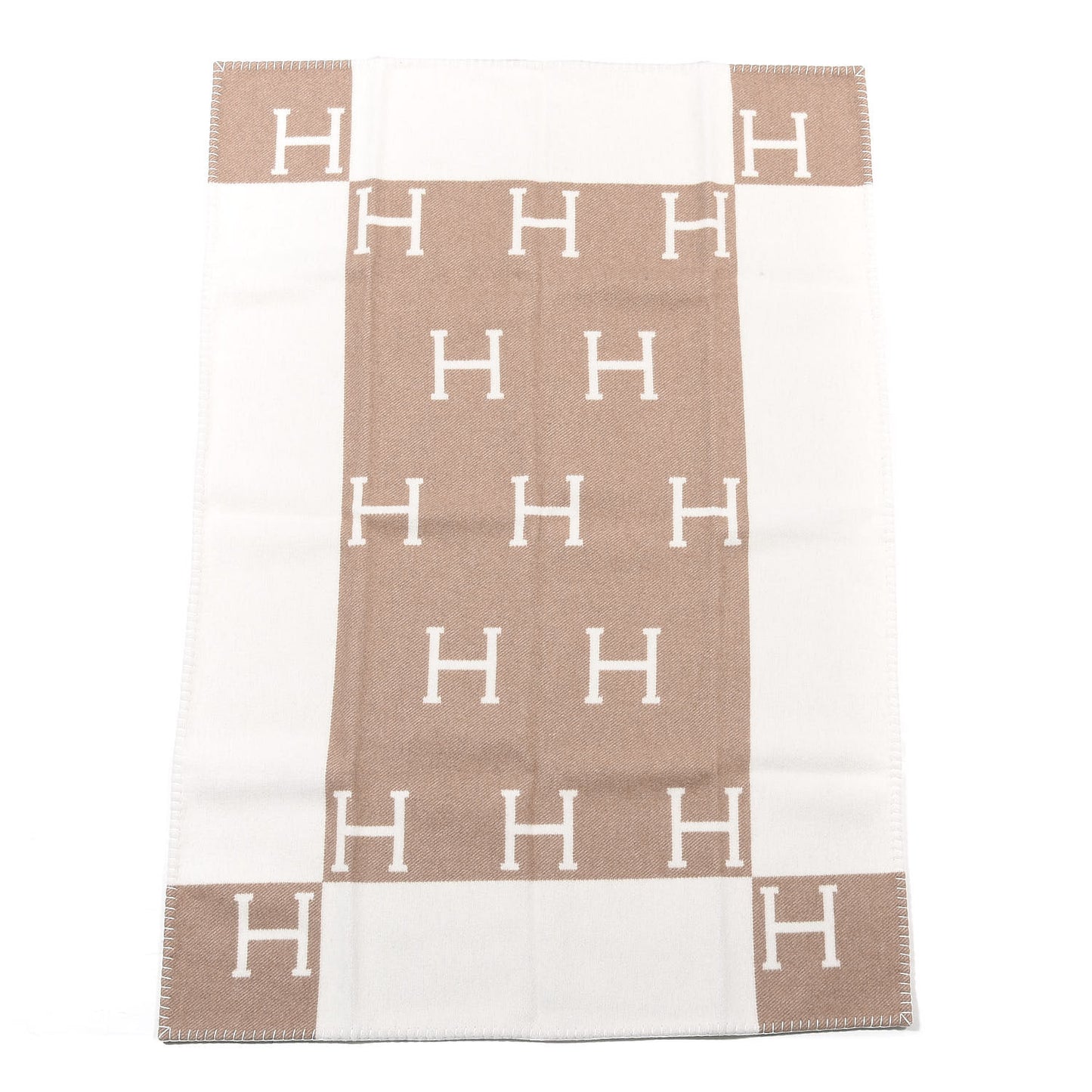 Wool Cashmere Avalon Baby Blanket Noisette Moyen White