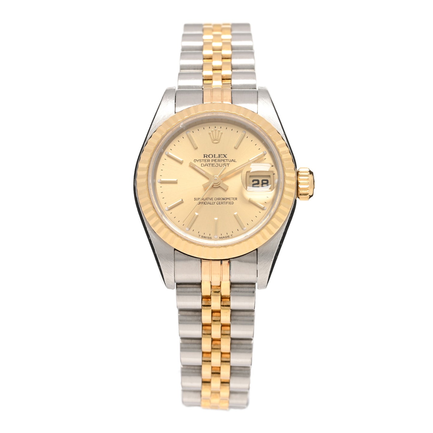 Stainless Steel 18K Yellow Gold 26mm Oyster Perpetual Datejust Watch Champagne 79173