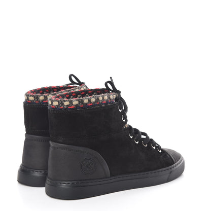 Chanel Suede Calfskin Tweed High Top Sneakers 36.5 Black 4 of 16