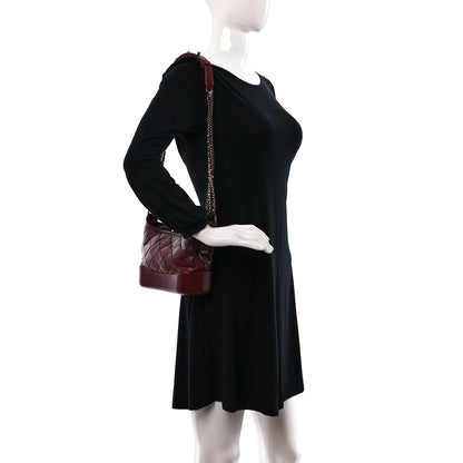 Chanel Aged Calfskin Quilted Small Gabrielle Hobo Burgundy 2 of 9