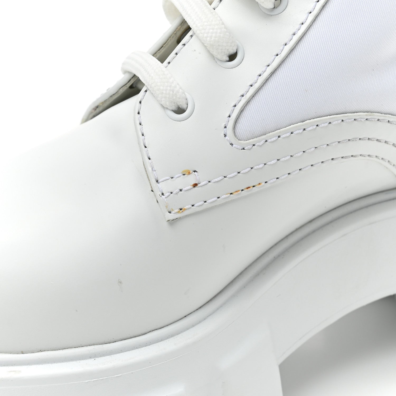 Prada Spazzolato Rois Re-Nylon Metal Triangle Logo Monolith Pouch Pocket 55mm Boots 36 White 15 of 15