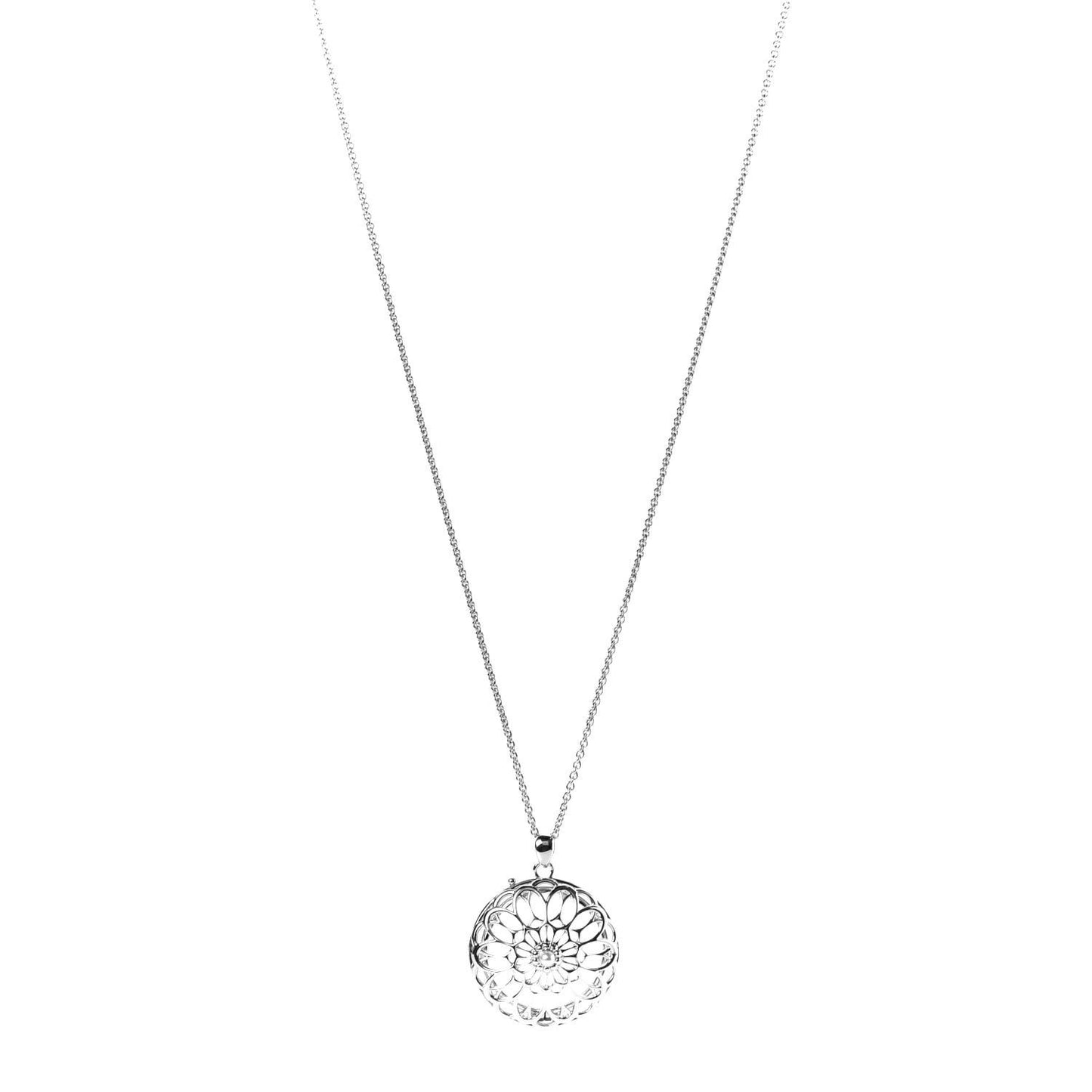 Akoya Pearl Loupe Magnifying Glass Pendant Necklace Silver