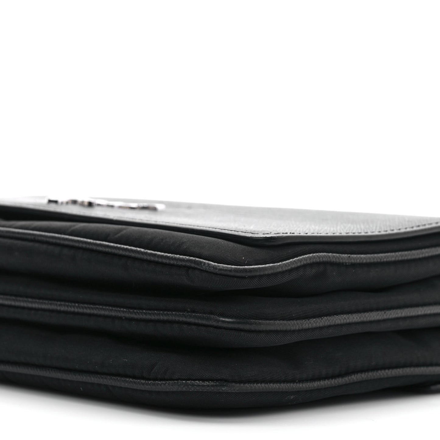 Saffiano Tessuto Nylon Chain Shoulder Bag Black