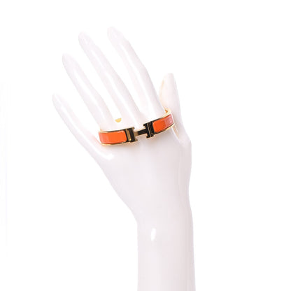Hermes Enamel Narrow Clic Clac H Bracelet PM Orange 2 of 6