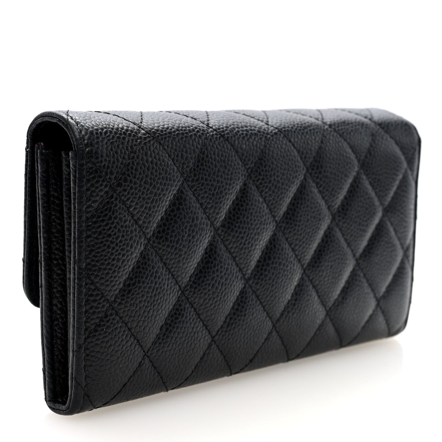 Chanel Caviar Quilted Large Gusset Flap Wallet Black 3 of 7