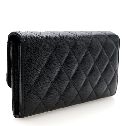 Chanel Caviar Quilted Large Gusset Flap Wallet Black 3 of 7