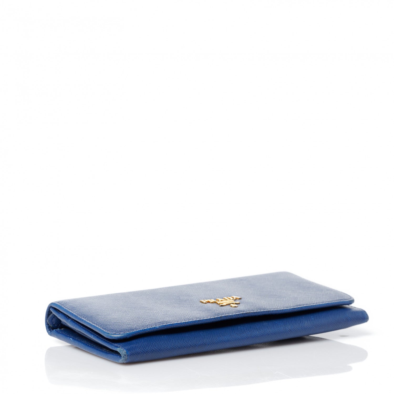 Prada Saffiano Metal Continental Flap Wallet Bleuette 4 of 14