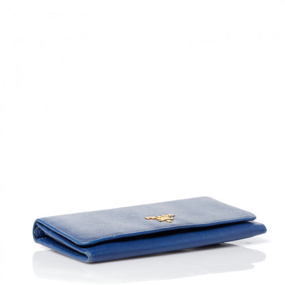 Prada Saffiano Metal Continental Flap Wallet Bleuette 4 of 14