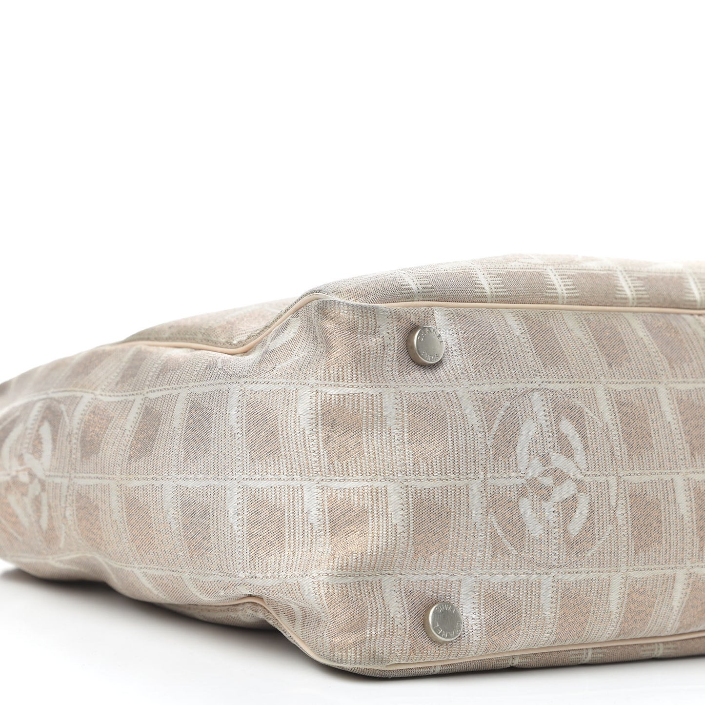 Metallic Nylon Small Travel Tote Beige