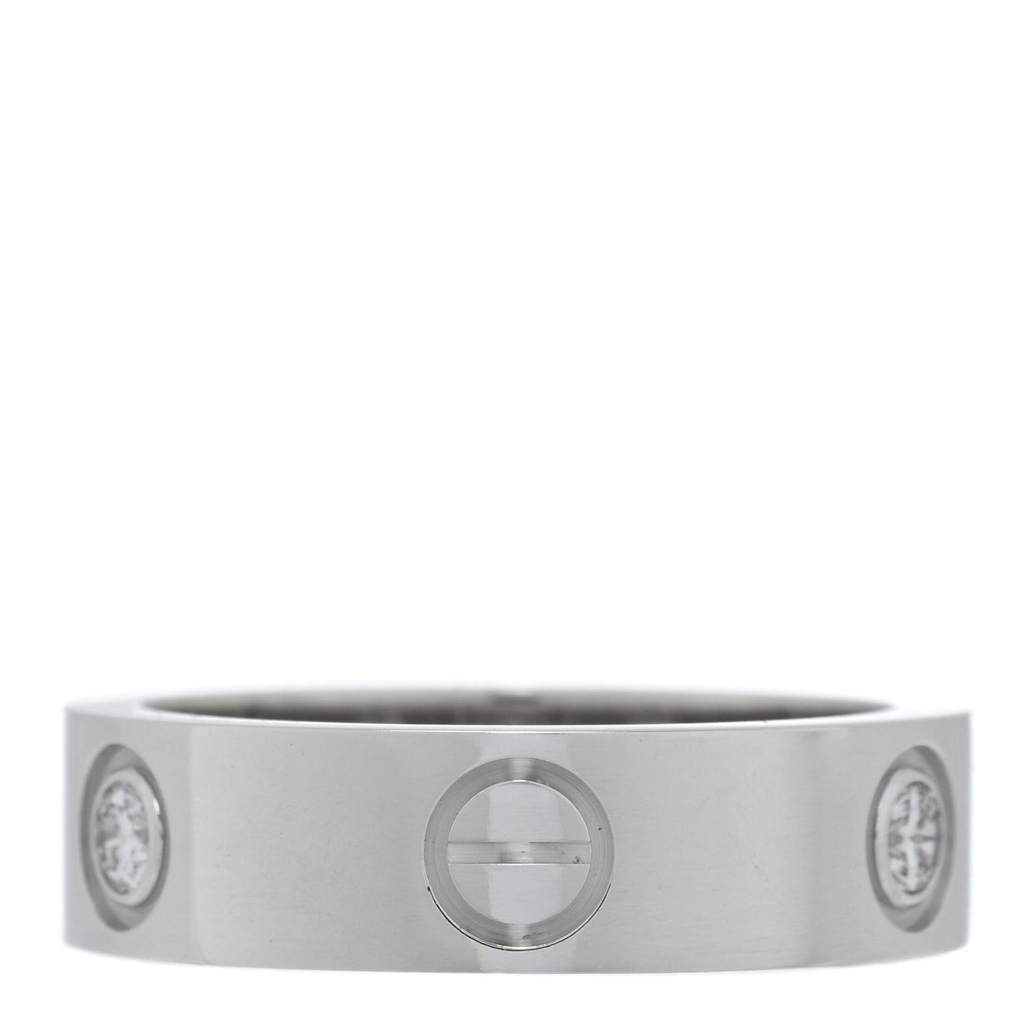 18K White Gold 3 Diamond 5.5mm LOVE Ring 53 6.5