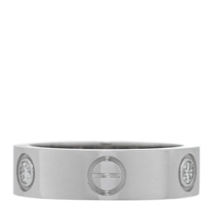 Cartier 18K White Gold 3 Diamond 5.5mm LOVE Ring 53 6.5 3 of 4