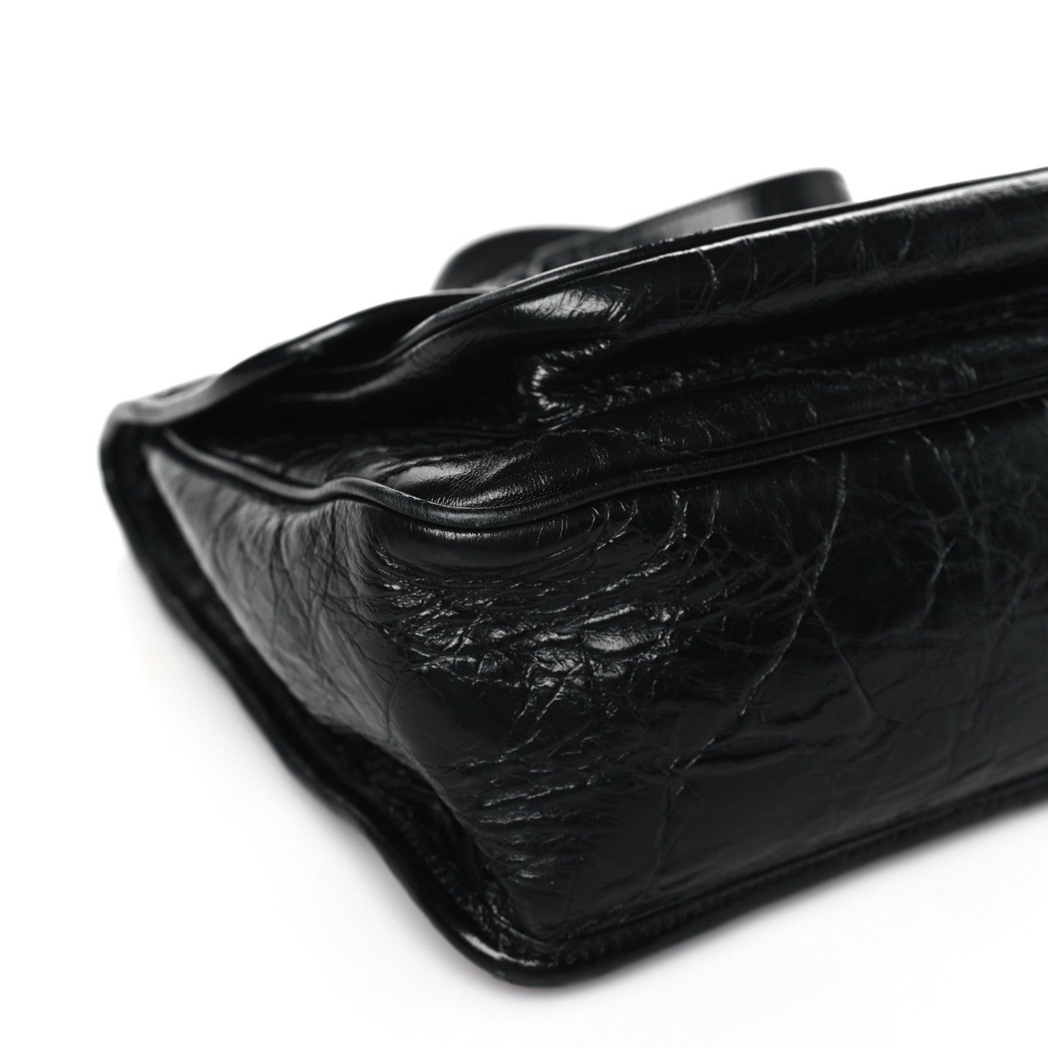 Saint Laurent Crinkled Calfskin Matelasse Monogram Medium Niki Chain Satchel Black 9 of 10