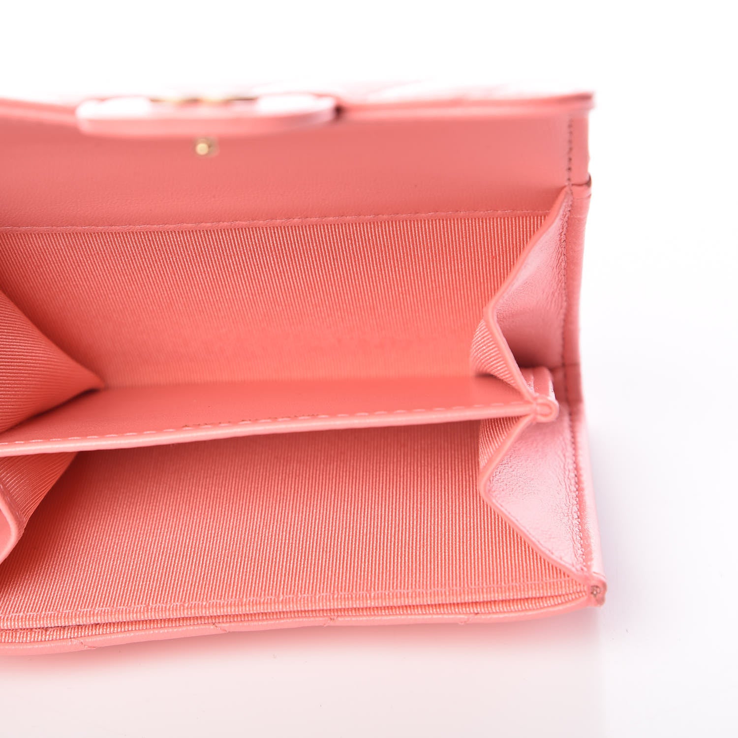 Chanel Lambskin Chevron Quilted Card Holder Coral 5 of 9