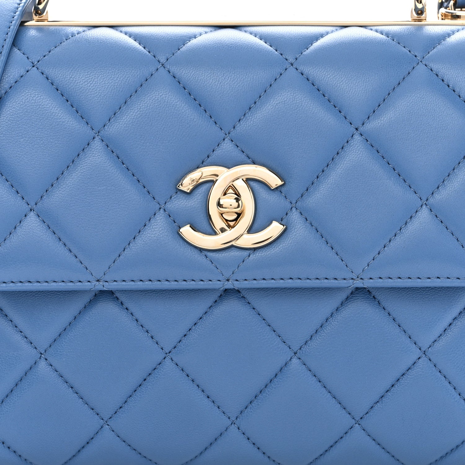 Chanel Lambskin Quilted Small Trendy CC Flap Dual Handle Bag Blue 8 of 10