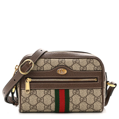 Gucci GG Supreme Monogram Web Mini Ophidia Shoulder Bag Brown 1 of 10
