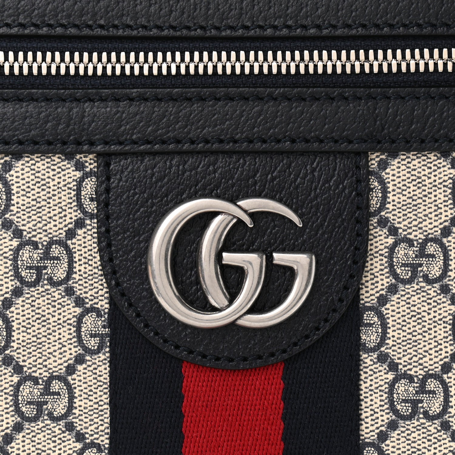 Gucci GG Supreme Monogram Textured Dollar Calfskin Web Small Ophidia Messenger Bag Beige Blue 9 of 12