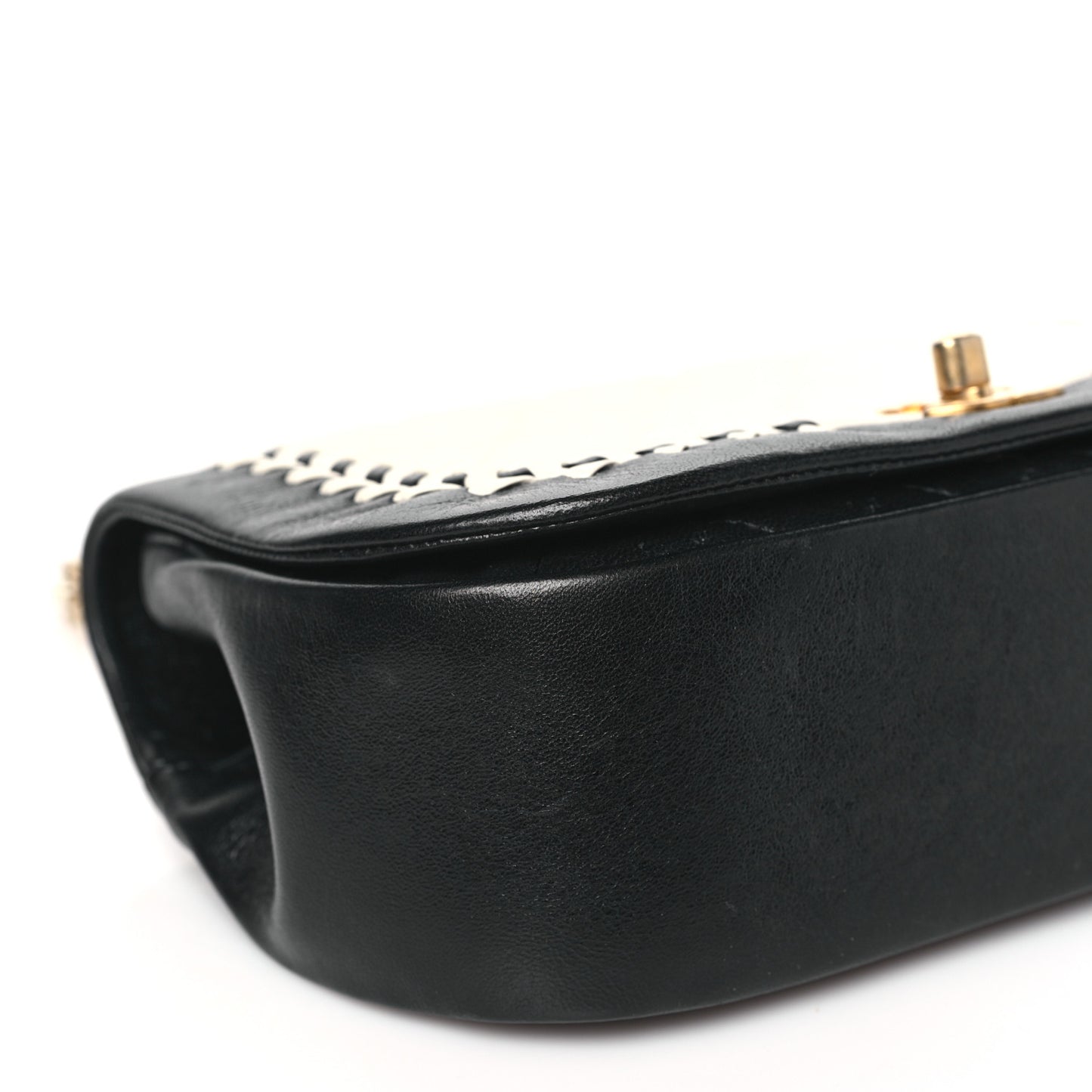 Calfskin Braided Flap White Black
