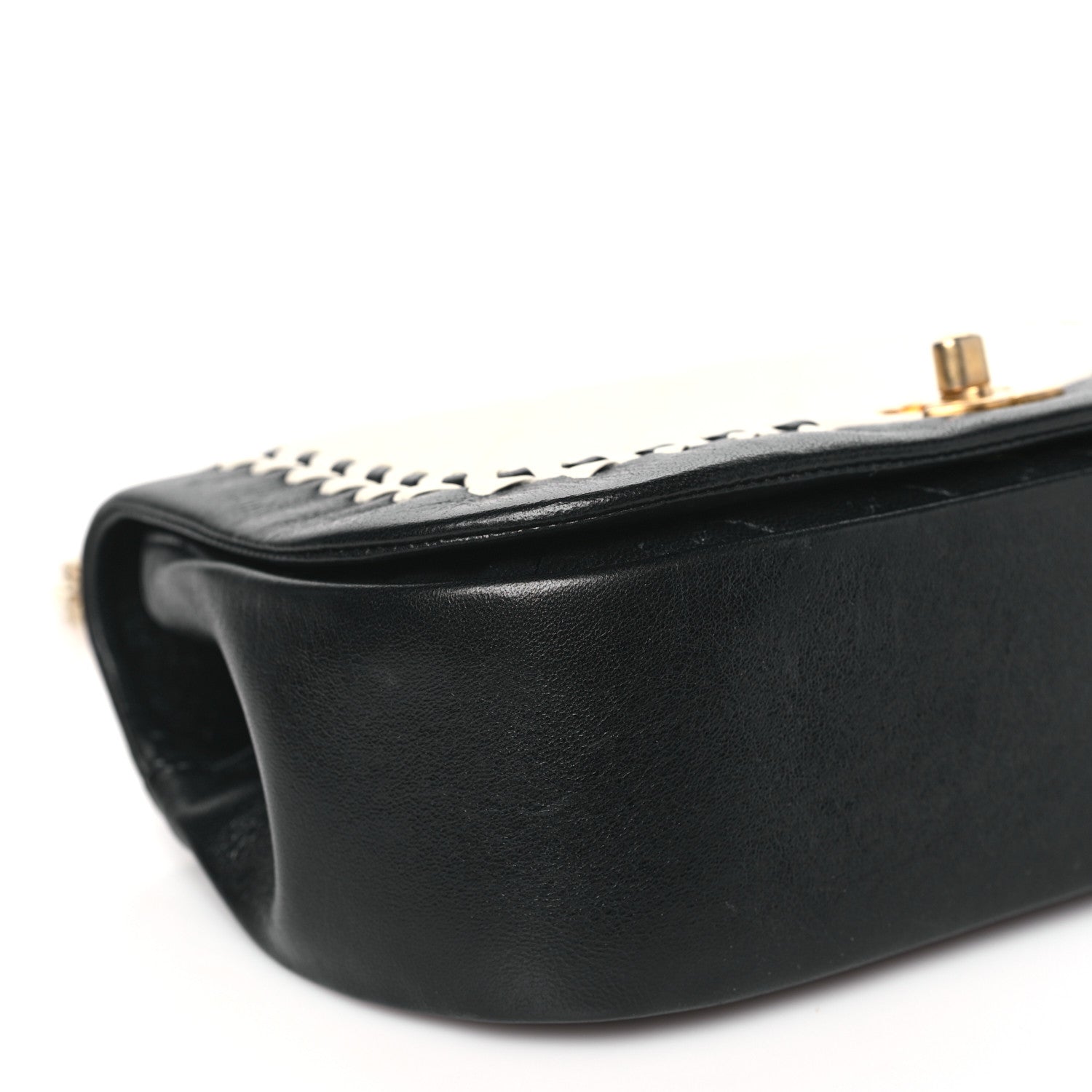 Chanel Calfskin Braided Flap White Black 8 of 9