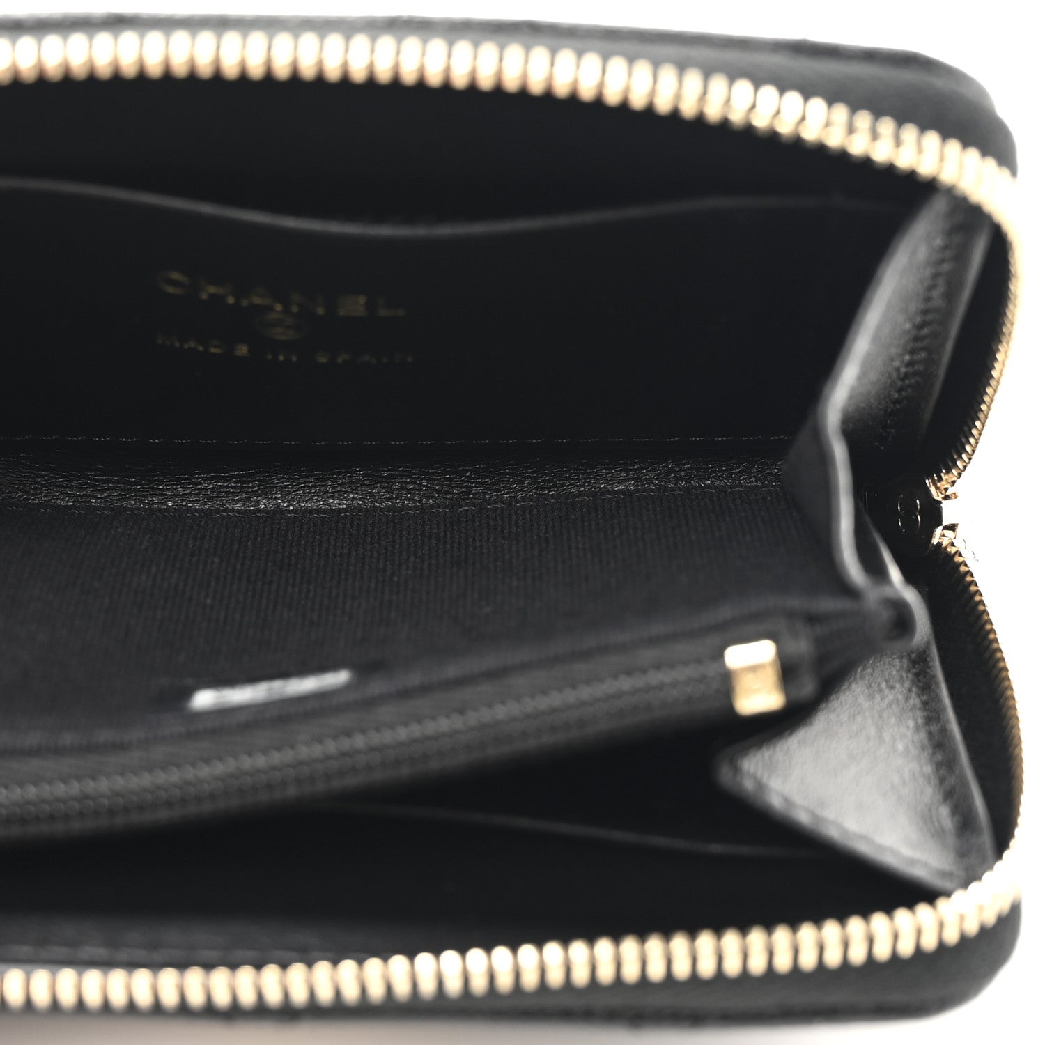 Chanel Caviar Quilted Crystal Zip Around Coin Purse Wallet Black 5 of 9