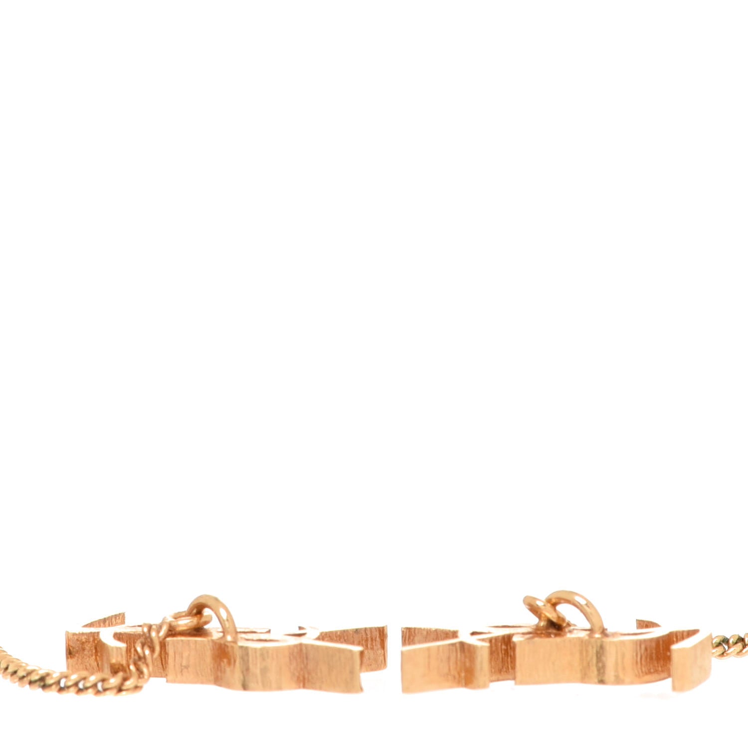 Saint Laurent Metal Monogram Pendant Threader Earrings Gold 3 of 4