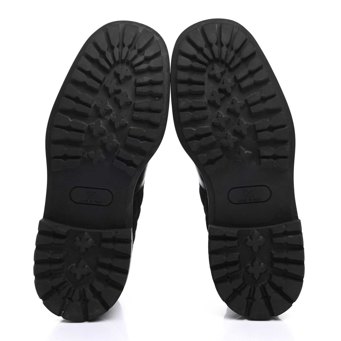 Suede Calfskin Quilted Lace Up Short Boots 38 Black