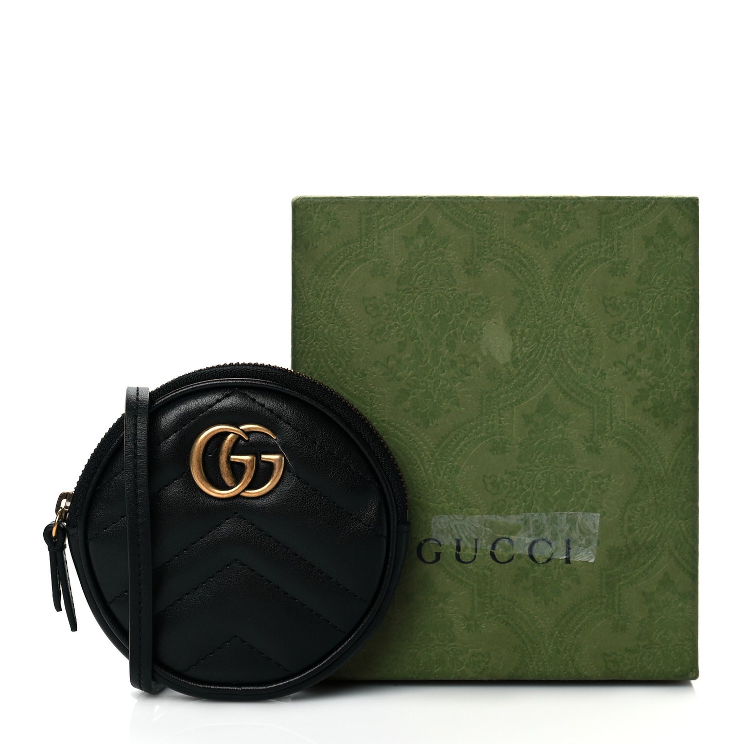 Calfskin Matelasse GG Marmont Round Mini Bag Black