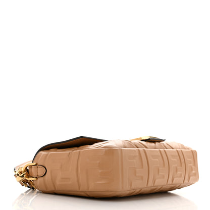 Fendi Nappa FF 1974 Embossed Baguette Miele Scuro 4 of 11