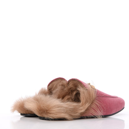 Gucci Velvet Fur Mens Princetown Slippers 7 Pink 4 of 8