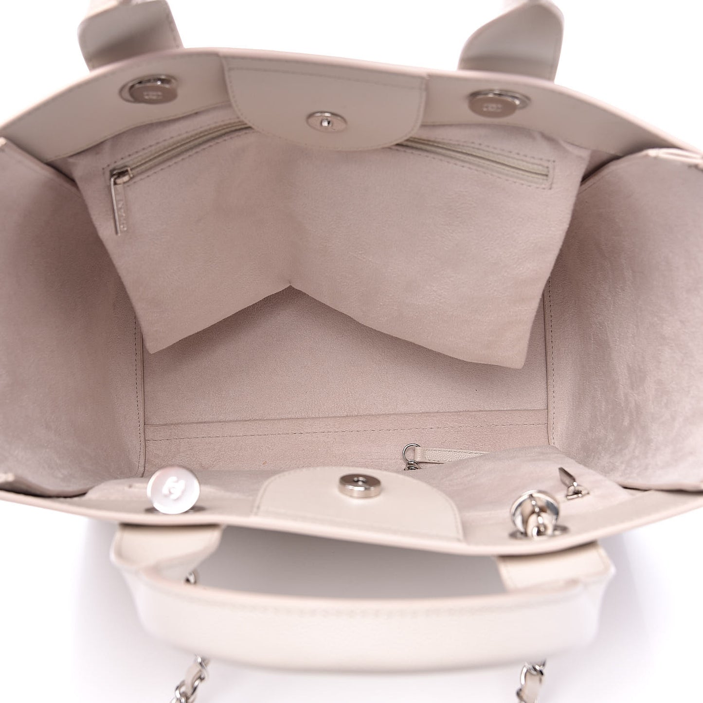 Caviar Small Studded Deauville Tote Ivory
