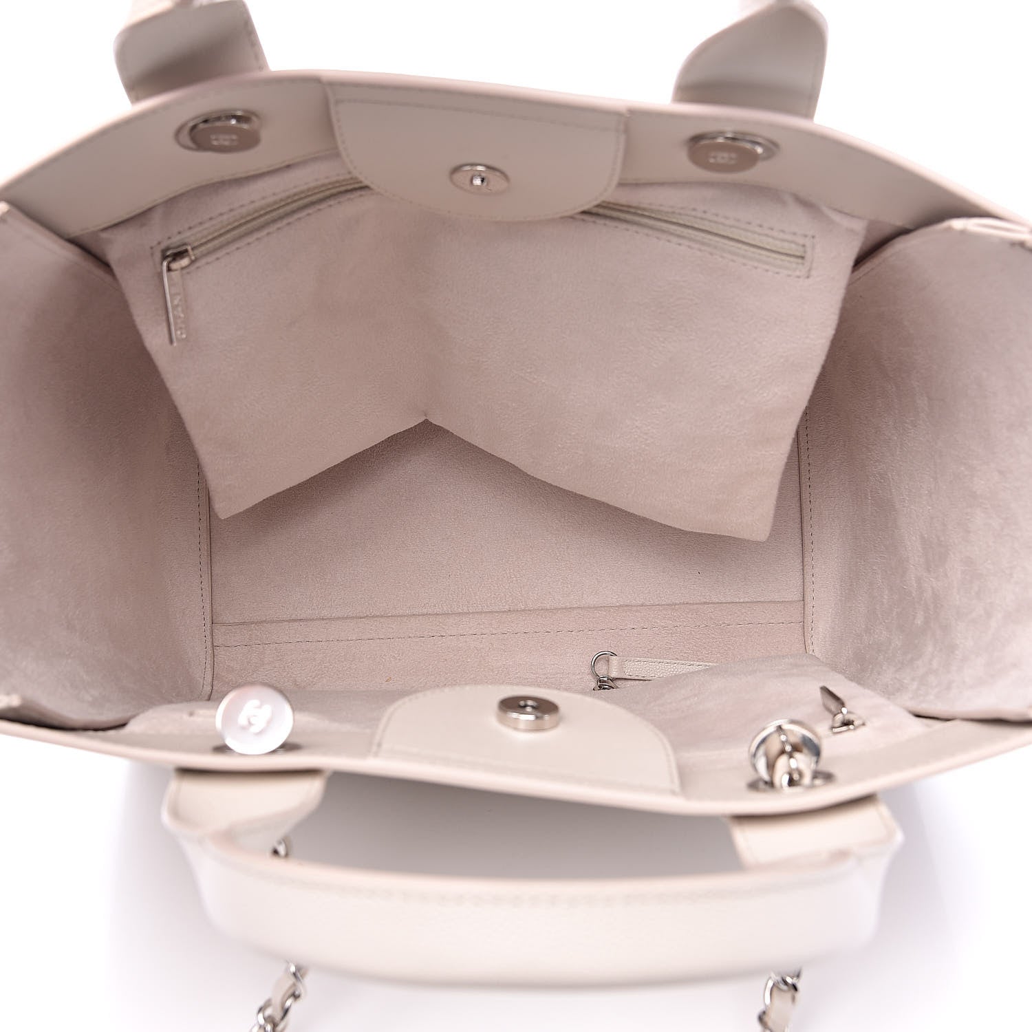 Chanel Caviar Small Studded Deauville Tote Ivory 5 of 12