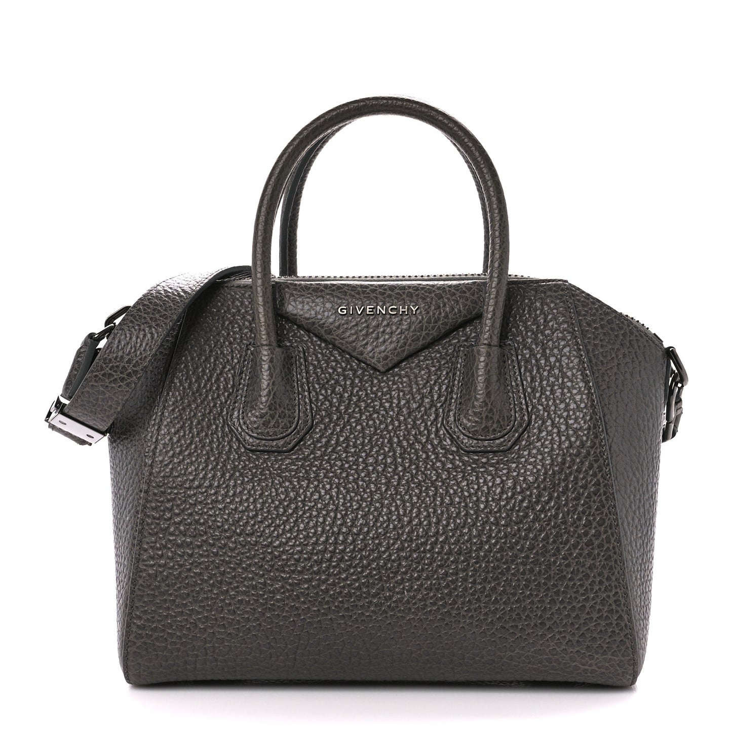 Pebbled Calfskin Small Antigona Dark Grey