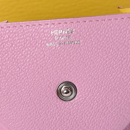 Hermes Chevre Mysore Le 24 Coin Purse Mauve Sylvestre Jaune De Naples 6 of 8