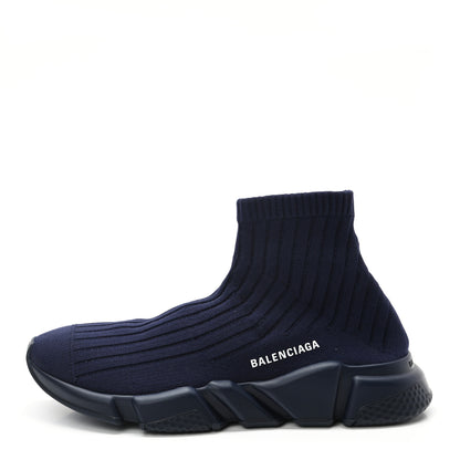 Balenciaga Ribbed Effect Knit Mens Speed Sneakers 42 Bleu Marine 1 of 8