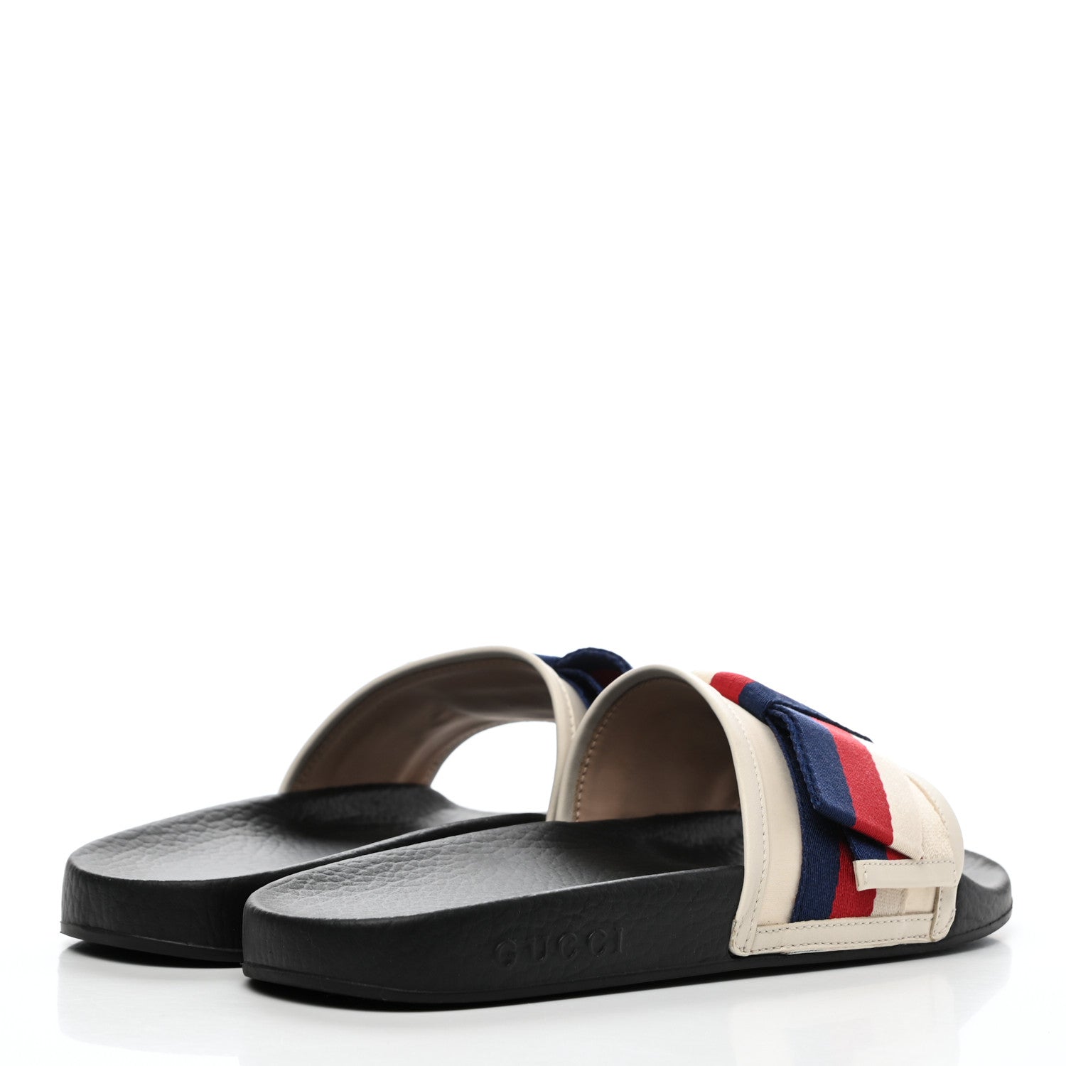 Gucci Satin Web Sylvie Bow Slide Sandals 39 White 4 of 14