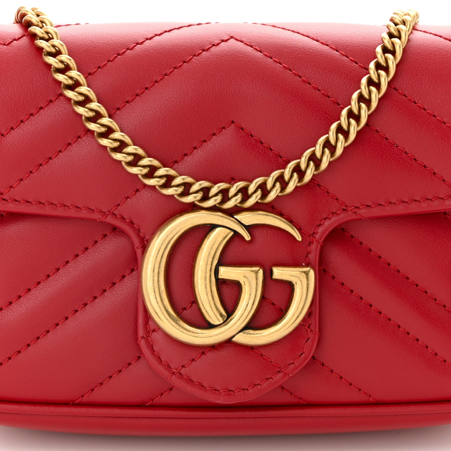 Gucci Calfskin Matelasse Super Mini GG Marmont Shoulder Bag Hibiscus Red 8 of 10