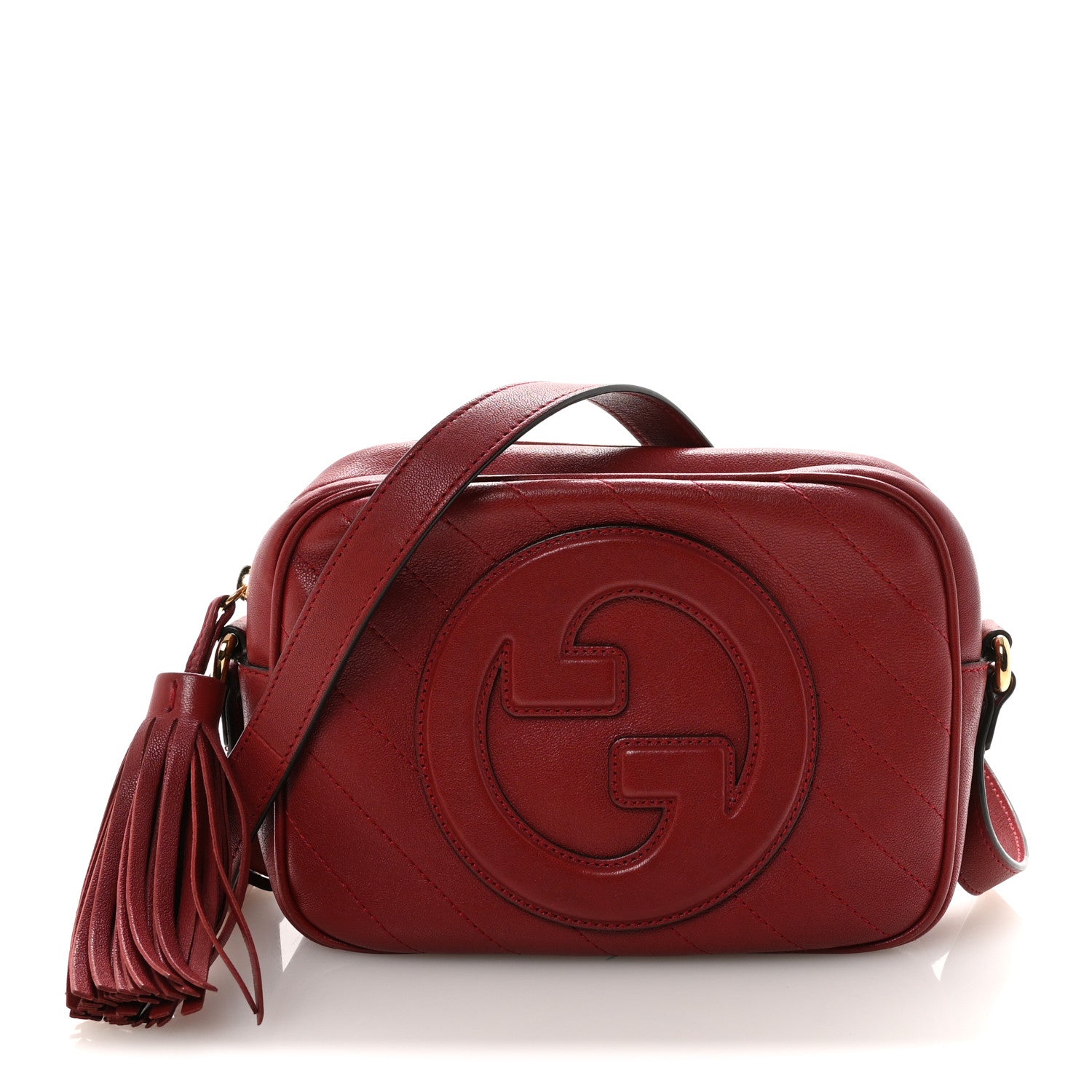 Gucci Sakai Be Green Calfskin Diagonal Stitched Small Blondie Shoulder Bag Rosso 1 of 10