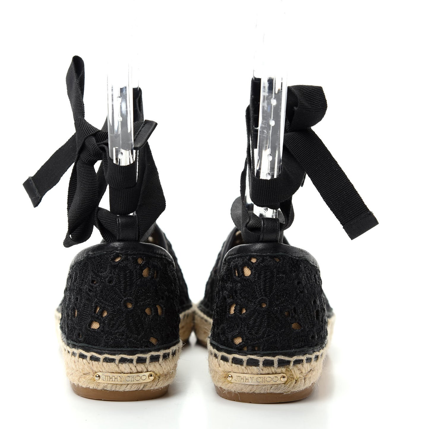 Embroidered Lace Dolphin Espadrille Flats 37 Black